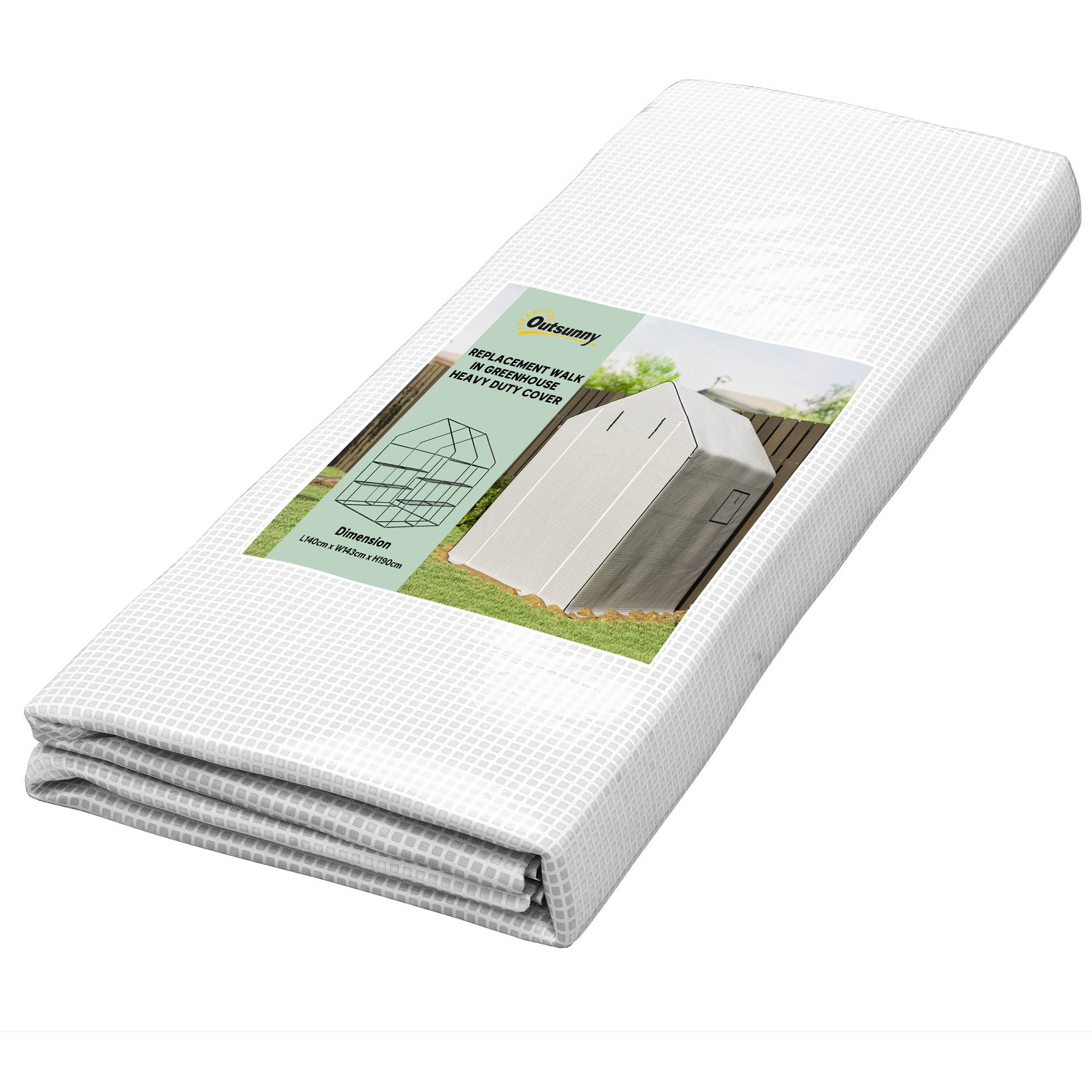 Outsunny - Bâche de remplacement serre de jardin 140L x 143l x 190H cm - 2 fenêtres, porte zippée enroulable - PE blanc - Outsunny - Image 1