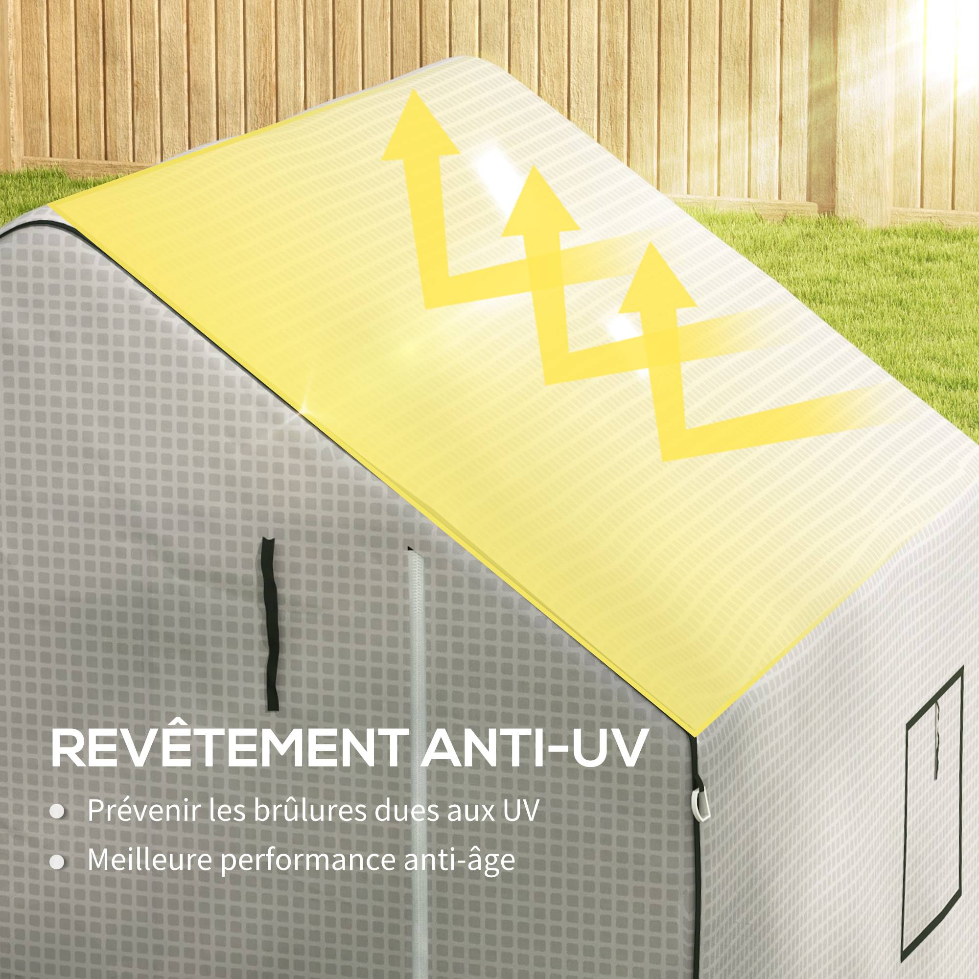 Outsunny - Bâche de remplacement serre de jardin 140L x 143l x 190H cm - 2 fenêtres, porte zippée enroulable - PE blanc - Outsunny - Image 5