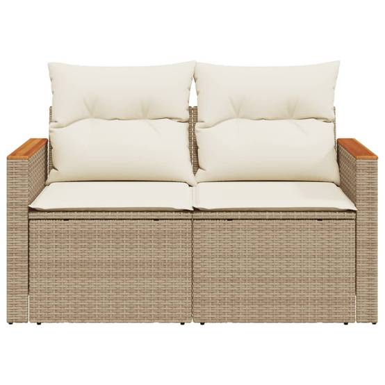 ComfortXL - Canapé Extérieur 2 Places Poly Rotin Beige Acacia et Tablette Rabattable Intégrée – ComfortXL Outdoor Living - Image 4