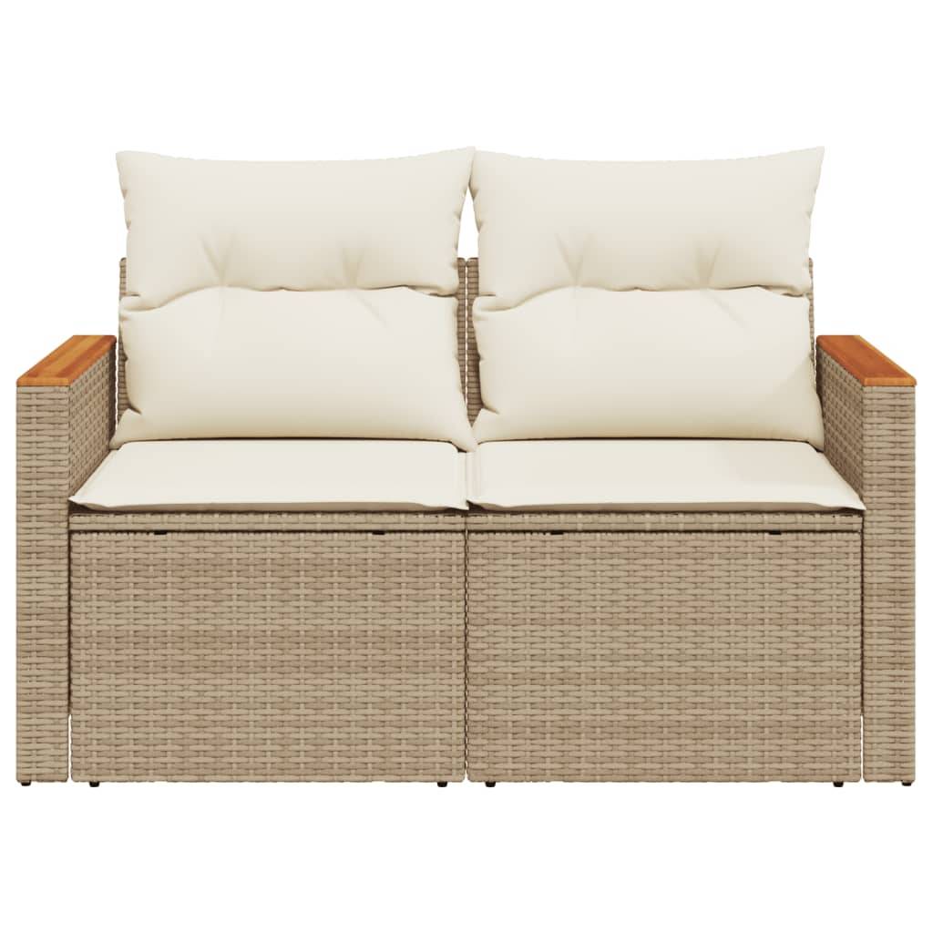 ComfortXL - Canapé Extérieur 2 Places Poly Rotin Beige Acacia et Tablette Rabattable Intégrée – ComfortXL Outdoor Living - Image 4