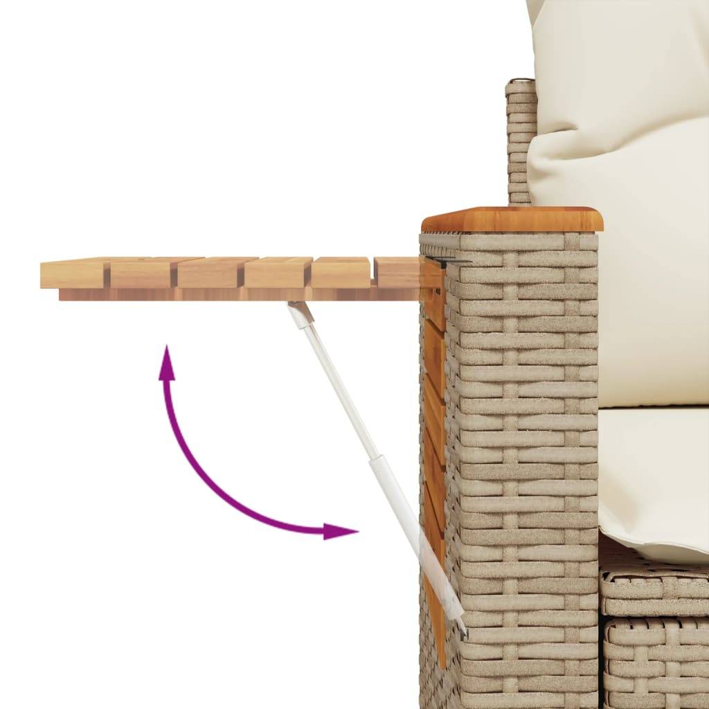 ComfortXL - Canapé Extérieur 2 Places Poly Rotin Beige Acacia et Tablette Rabattable Intégrée – ComfortXL Outdoor Living - Image 9