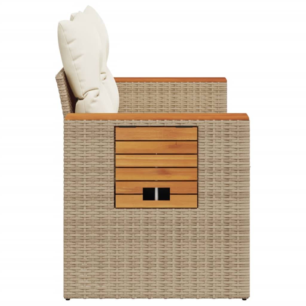 ComfortXL - Canapé Extérieur 2 Places Poly Rotin Beige Acacia et Tablette Rabattable Intégrée – ComfortXL Outdoor Living - Image 5