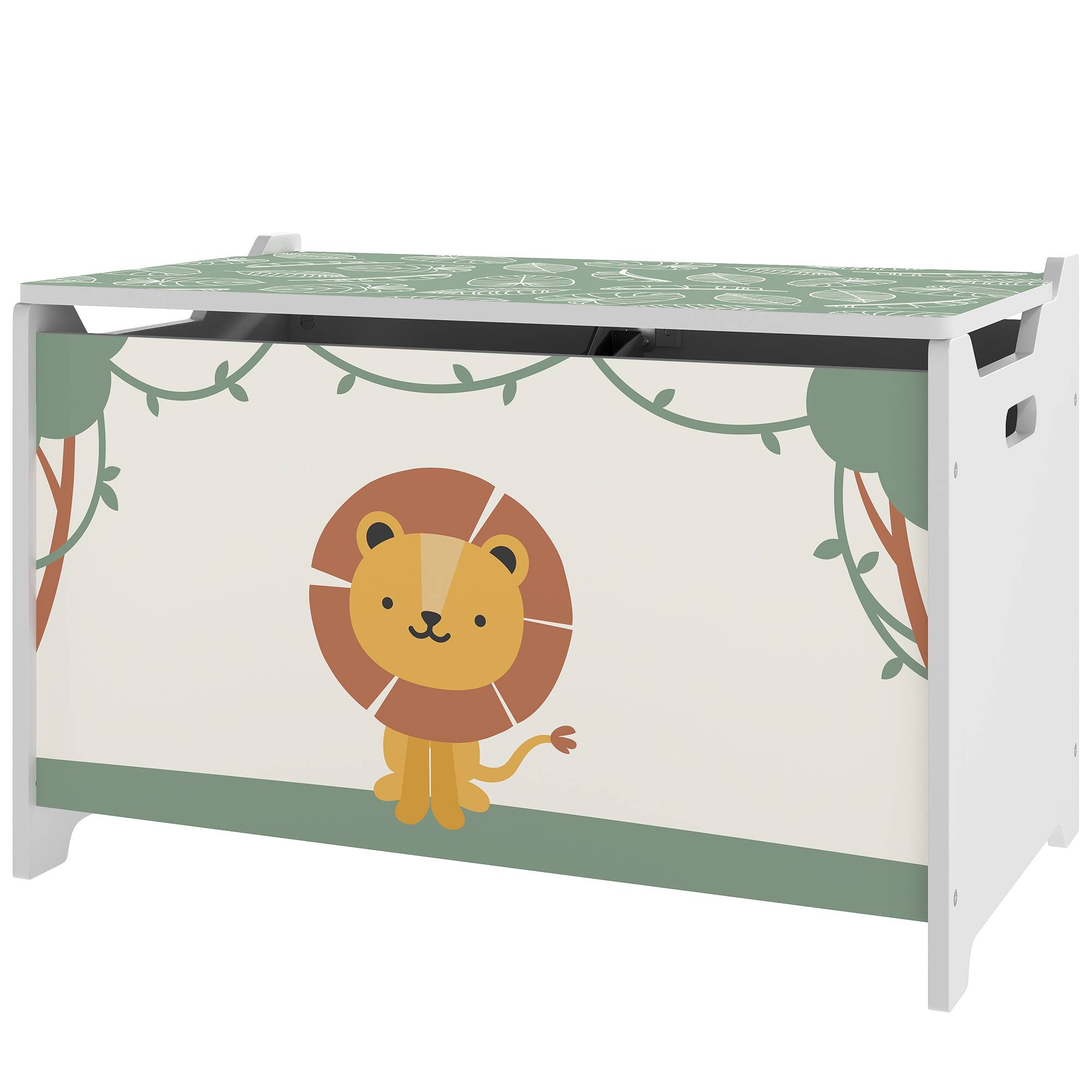 Coffre à jouets de 53 L, coffre à jouets pour enfants avec couvercle à charnière et vérin à gaz, vert - Image 2
