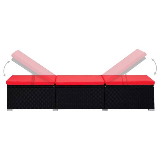 Salon Extérieur 2 Lits de Soleil Table Rotin PE Noir Rouge – ComfortXL Outdoor Living - Image 5