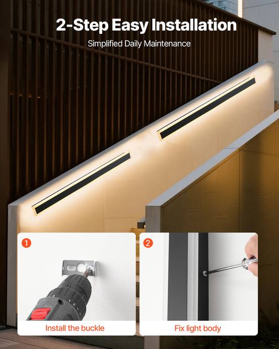 VEVOR Applique Murale d'Extérieur Éclairage Moderne LED 10 W Lot de 2 1 m IP65 - Image 5