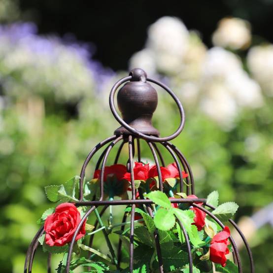 Cage à oiseaux porte plante jardinière extérieure métal marron 18cm Chemin de campagne - Image 3
