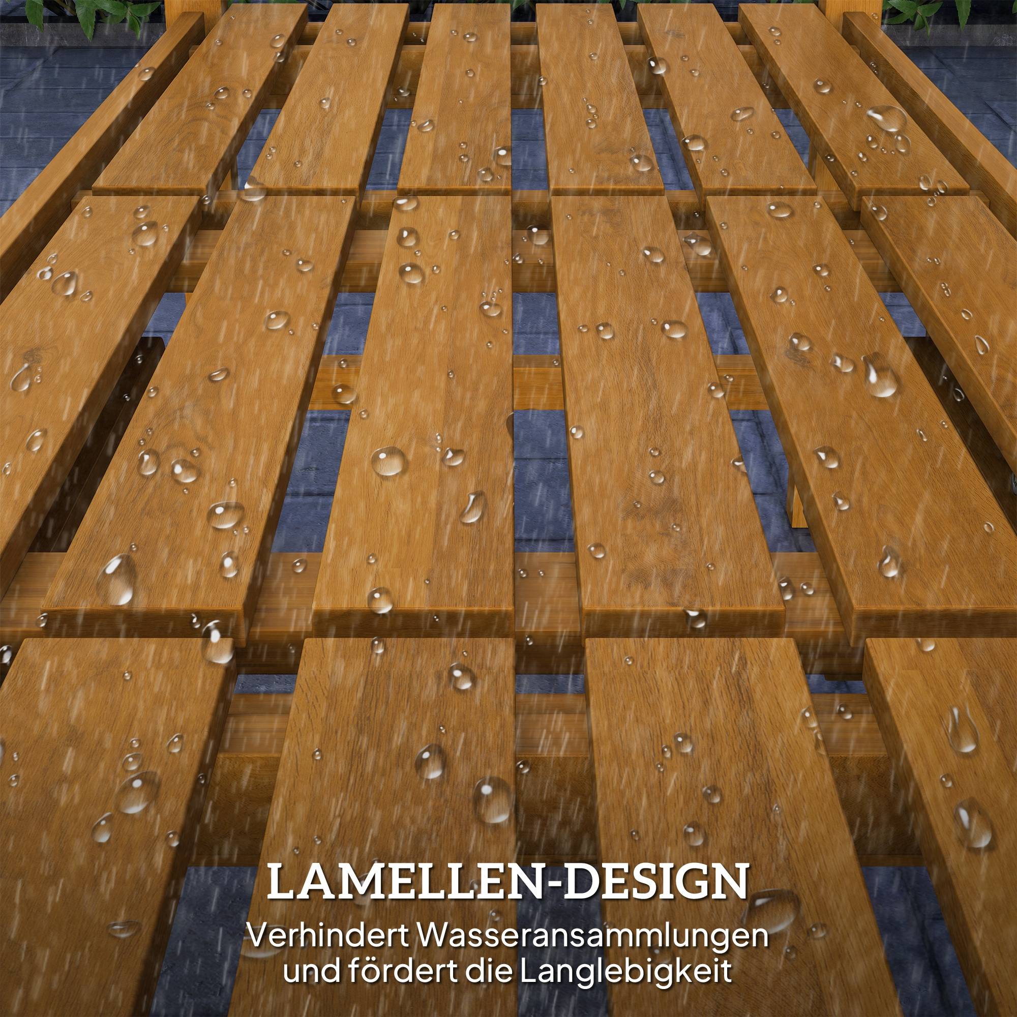 Banc de jardin 2 places en bois de teck, accoudoirs et dossier, capacité 320 kg, 149x56,5x89cm, durable - Image 6