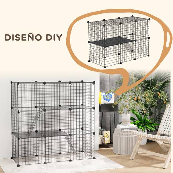 Parc Lapin Enclos Modulaire Acier Animaux Rampes 2 Portes 105x45x105cm Noir - ComfortXL Outdoor Living - Image 7