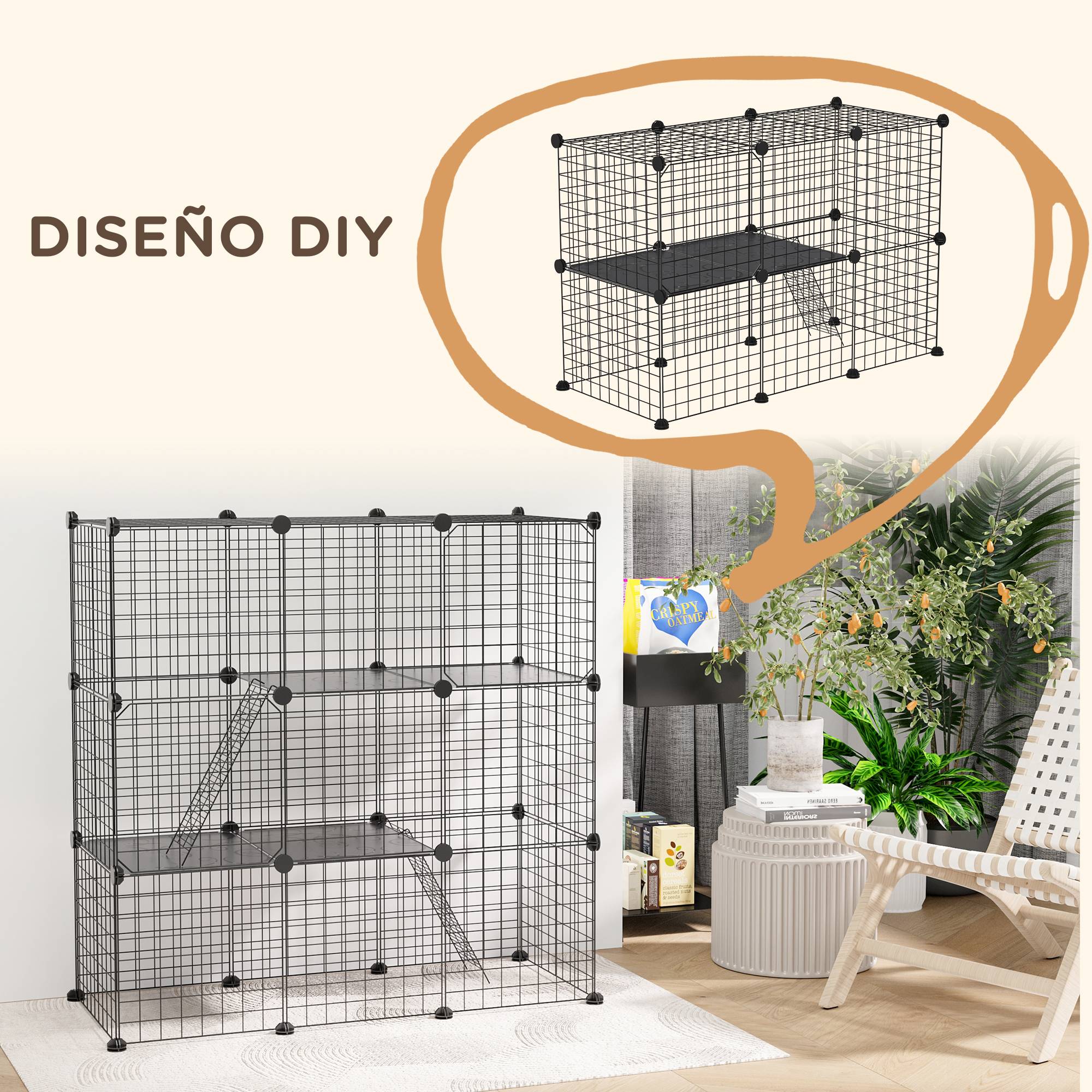 Parc Lapin Enclos Modulaire Acier Animaux Rampes 2 Portes 105x45x105cm Noir - ComfortXL Outdoor Living - Image 7