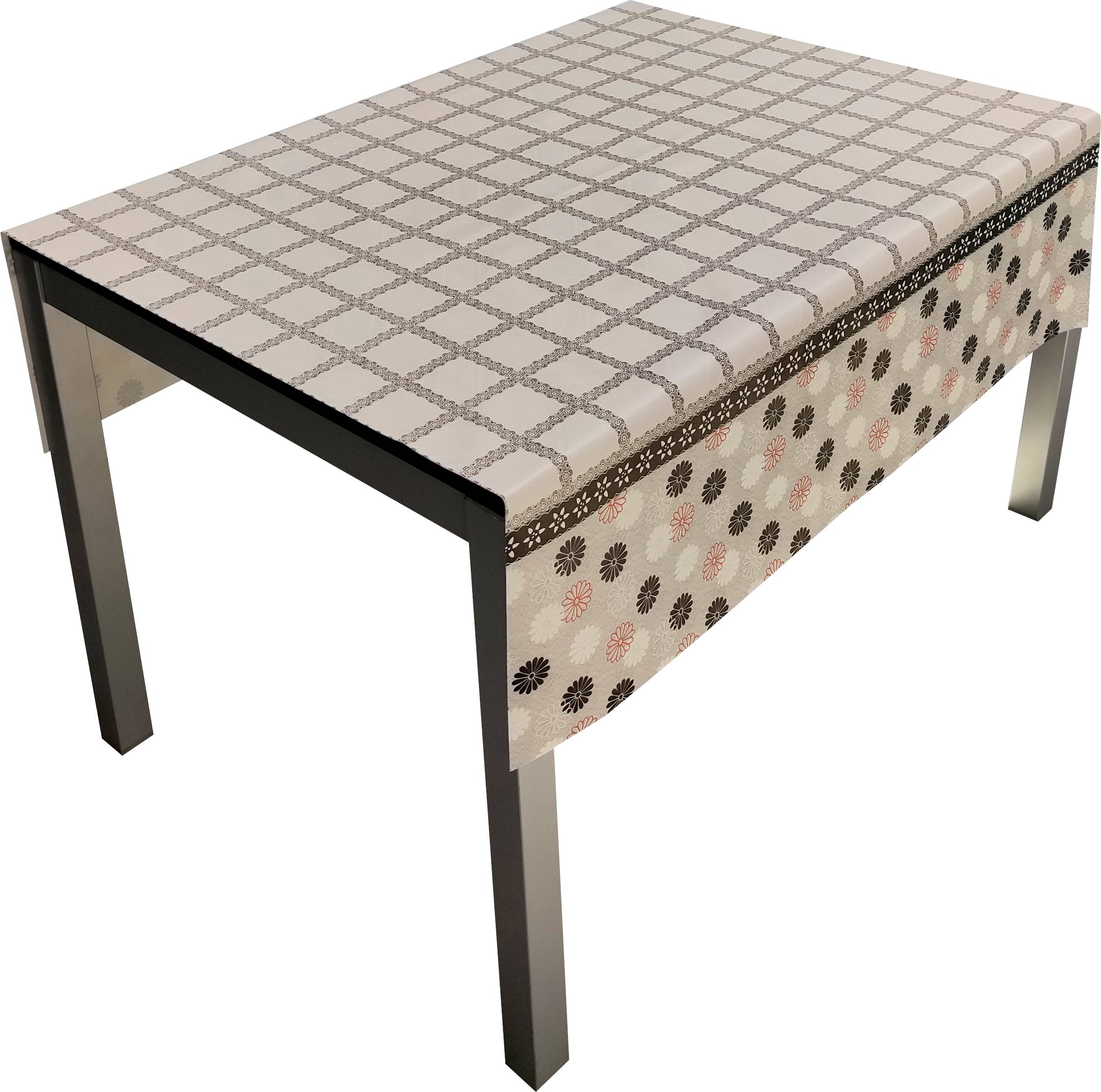 Nappe Composition PVC Base Polyester Anti-taches Fleurs Carré Taille 140X140 CM - Image 1