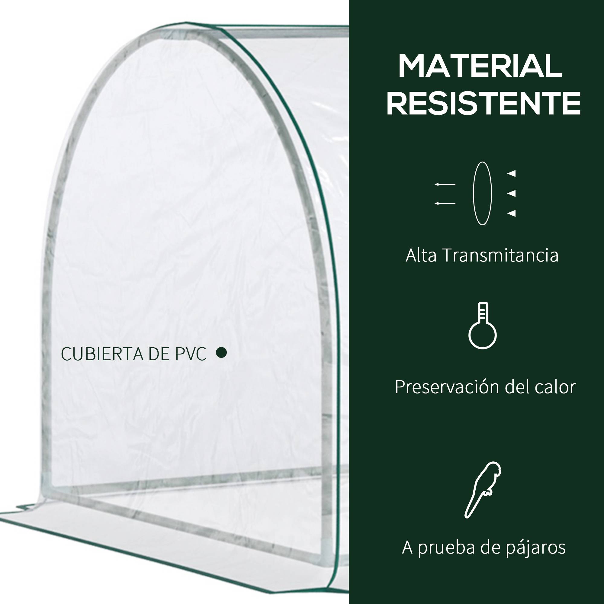 Serre d'extérieur tunnel 200 x 100 x 80 cm avec structure en acier et bâche PVC imperméable pour la culture de plantes et de tomates, transparente - Image 6