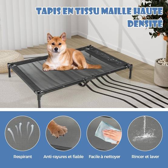 COSTWAY Niche pour Chien Exteriéur Intérieur 110 cm, Chenil pour Moyen Chien 2 en 1, Fenêtre Ventilée, Housse Amovible, Lit pour Chien,Capacité 40 kg - Image 6