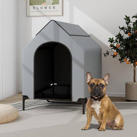 COSTWAY Niche pour Chien Exteriéur Intérieur 110 cm, Chenil pour Moyen Chien 2 en 1, Fenêtre Ventilée, Housse Amovible, Lit pour Chien,Capacité 40 kg - Image 1