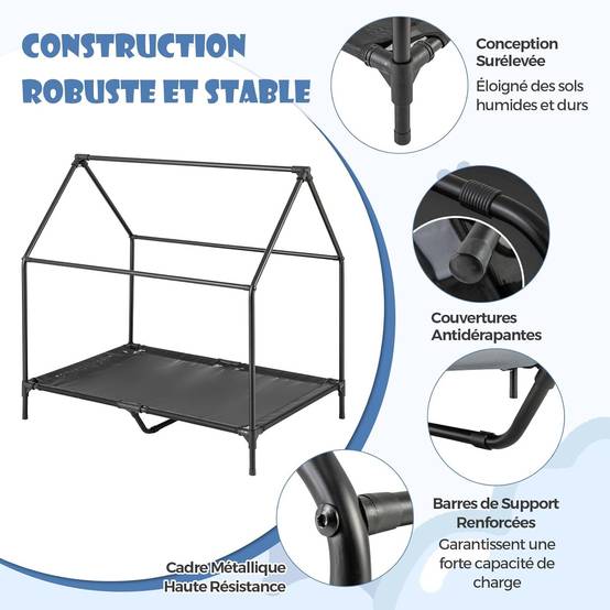 COSTWAY Niche pour Chien Exteriéur Intérieur 110 cm, Chenil pour Moyen Chien 2 en 1, Fenêtre Ventilée, Housse Amovible, Lit pour Chien,Capacité 40 kg - Image 7