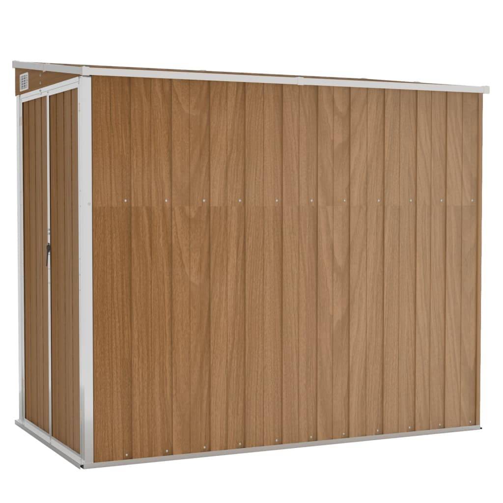 Helloshop26 - Abri de jardin cabane cabanon maison de stockage remise extérieur hangar outils robuste mural 118 x 194 x 178 cm acier galvanisé marron - Image 1
