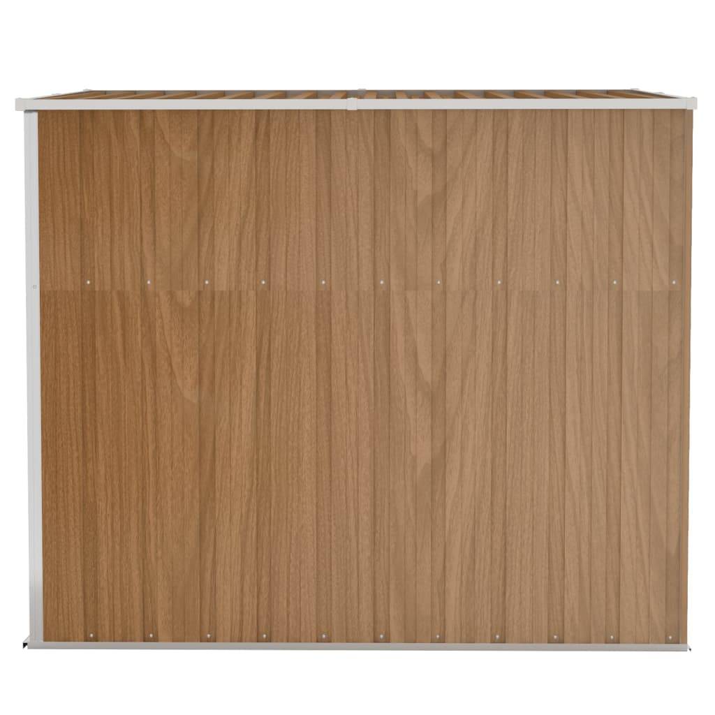 Helloshop26 - Abri de jardin cabane cabanon maison de stockage remise extérieur hangar outils robuste mural 118 x 194 x 178 cm acier galvanisé marron - Image 3