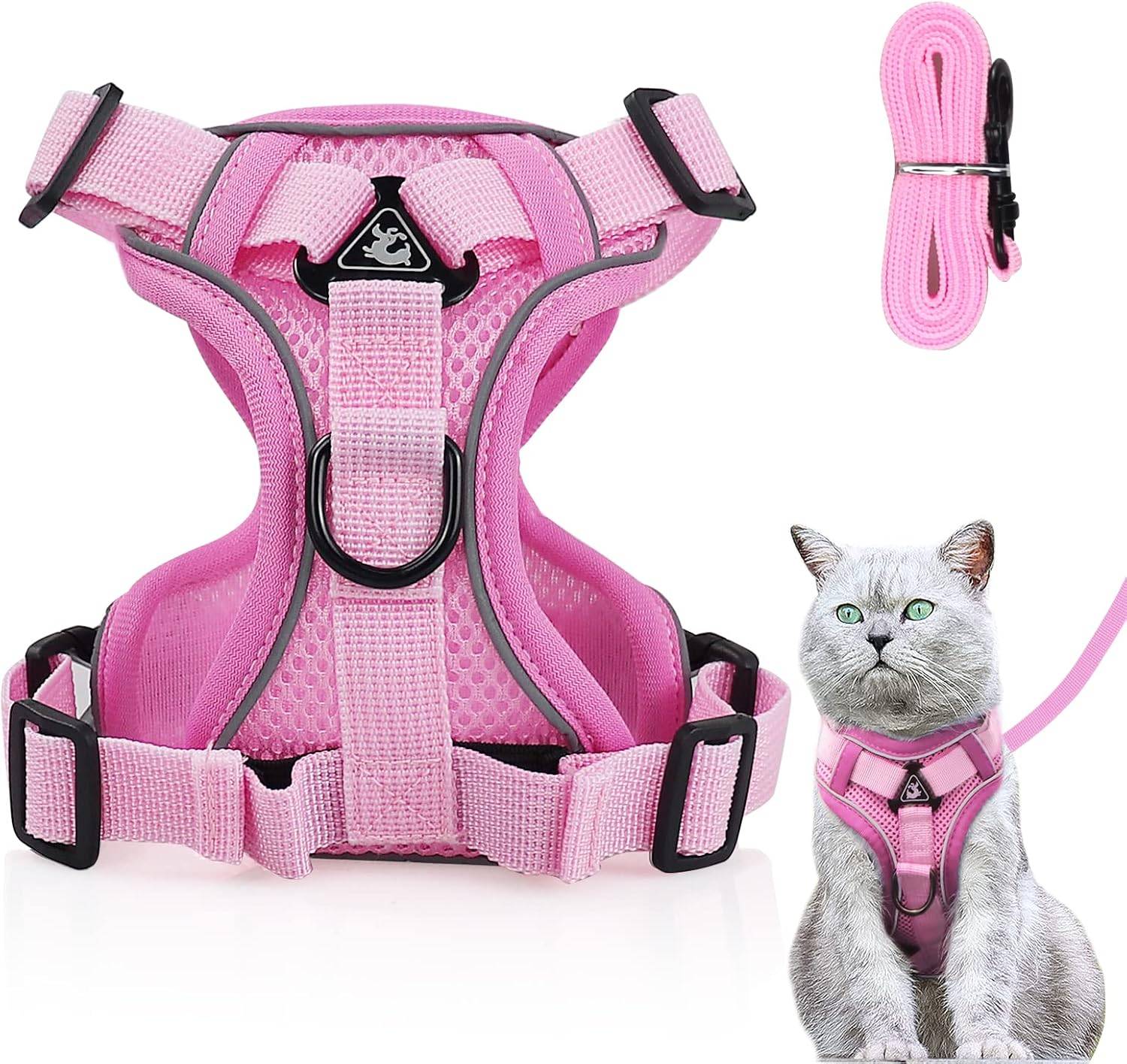 Harnais réglable pour Chat - Anti-éclatement Rose Clair - S