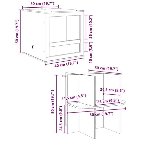 Vidaxl - Terrarium Marron 50 x 50 x 100 cm OSB vidaXL 3397887 - Image 3