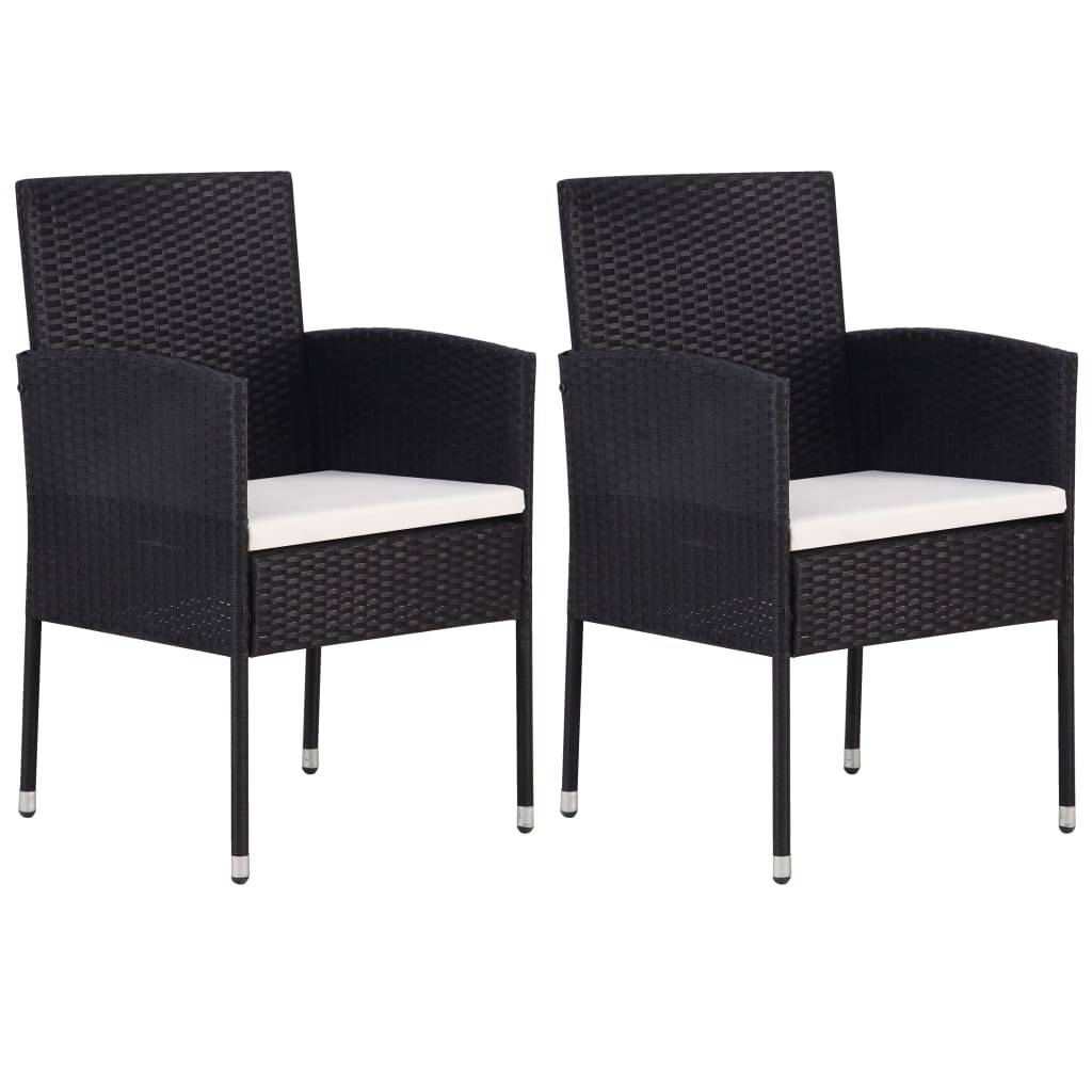 Lot de 2 Chaises de jardin avec coussins - Chaises d'extérieur - Fauteuils de jardin blanc crème+Noir résine tressée-JU12524 - Image 2