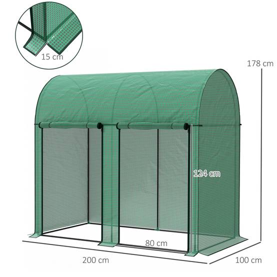 Serre de Jardin pour Tomates Acier PE Protection UV 2 Portes Enroulables 2x1x1,78m Vert - ComfortXL Outdoor Living - Image 5