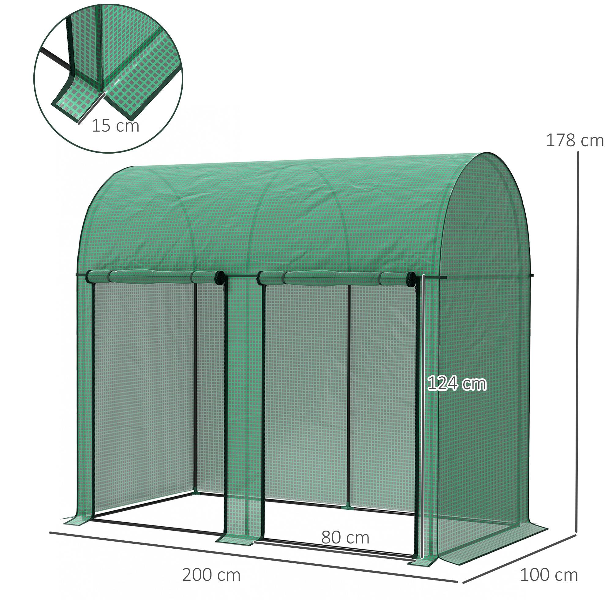 Serre de Jardin pour Tomates Acier PE Protection UV 2 Portes Enroulables 2x1x1,78m Vert - ComfortXL Outdoor Living - Image 5