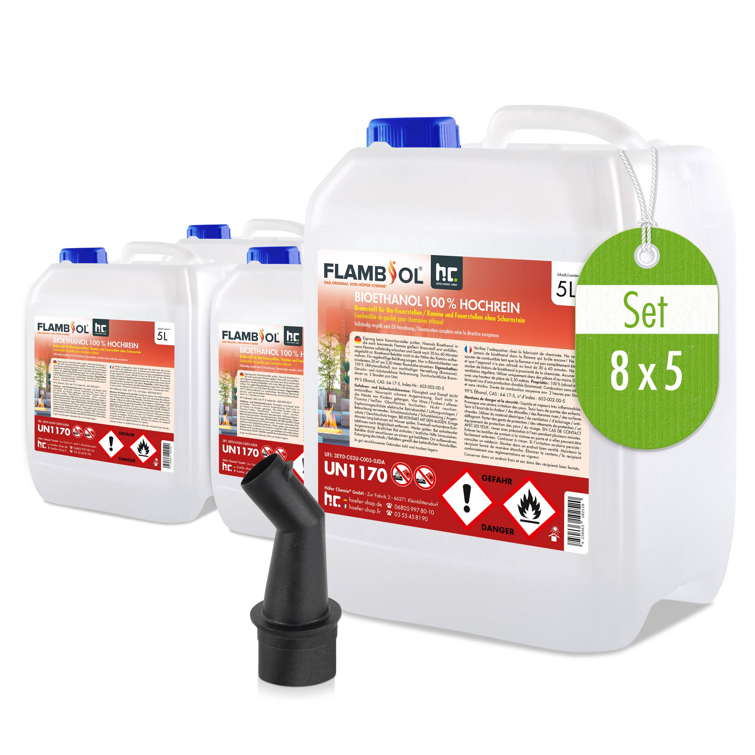 Bioéthanol à 100% dénaturé FLAMBIOL® en bidon de 5 L x 96 - Image 4
