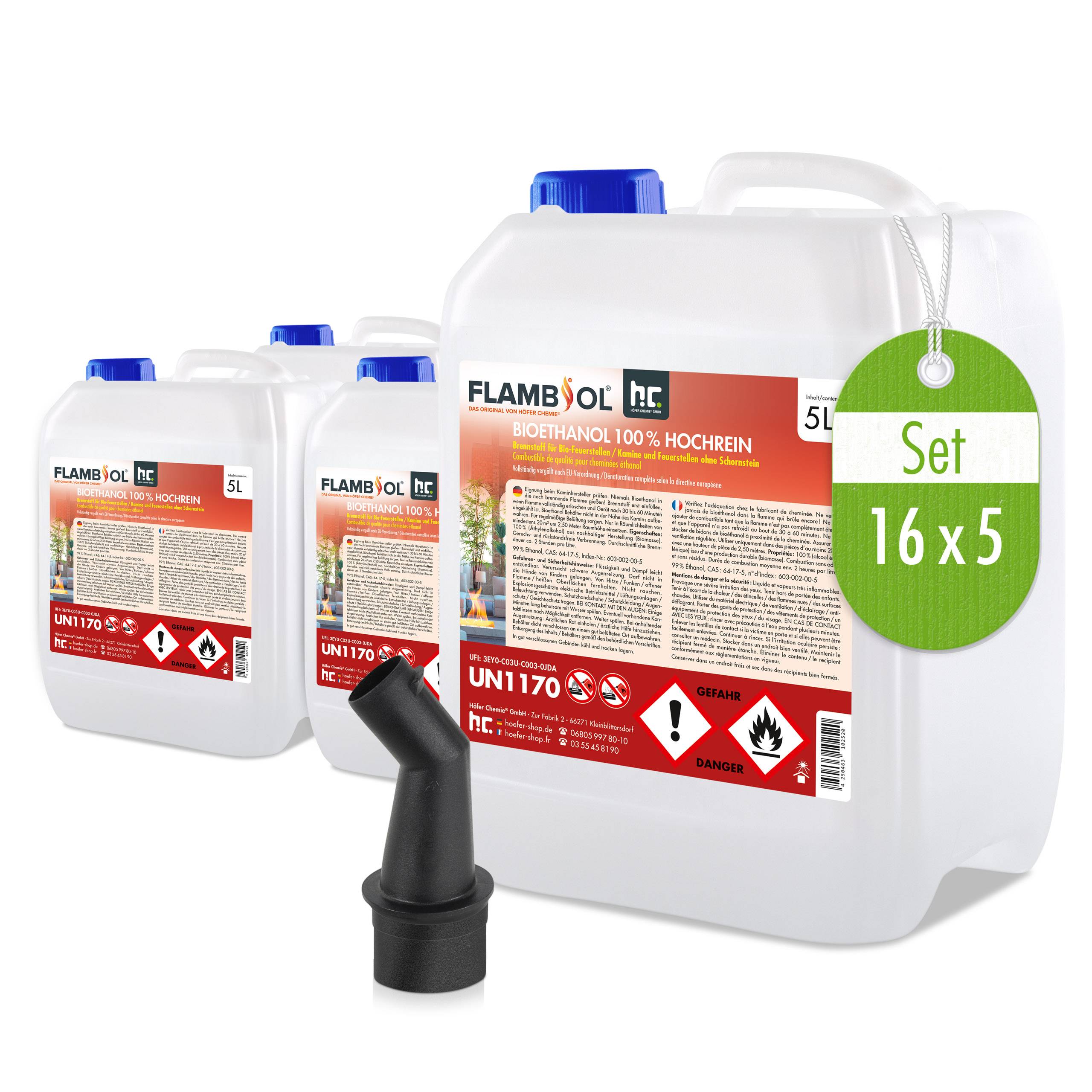 Bioéthanol à 100% dénaturé FLAMBIOL® en bidon de 5 L x 96 - Image 6