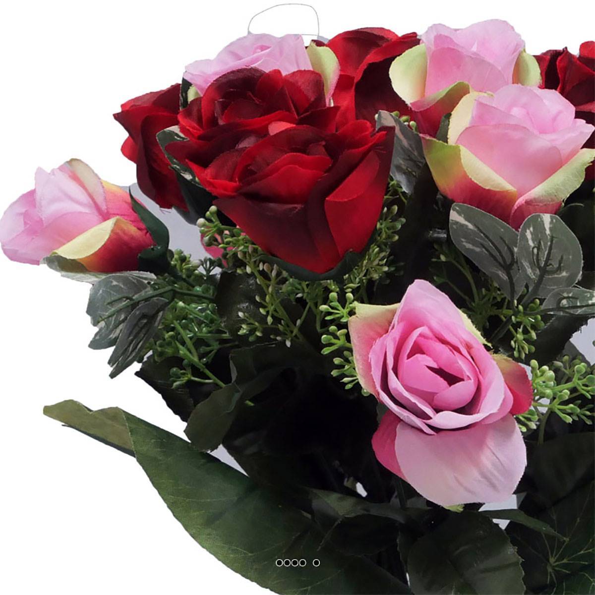 Artificielles - Pot fleurs artificielles pour le cimetière boutons de roses Rouge - couleur: Rouge - Image 3