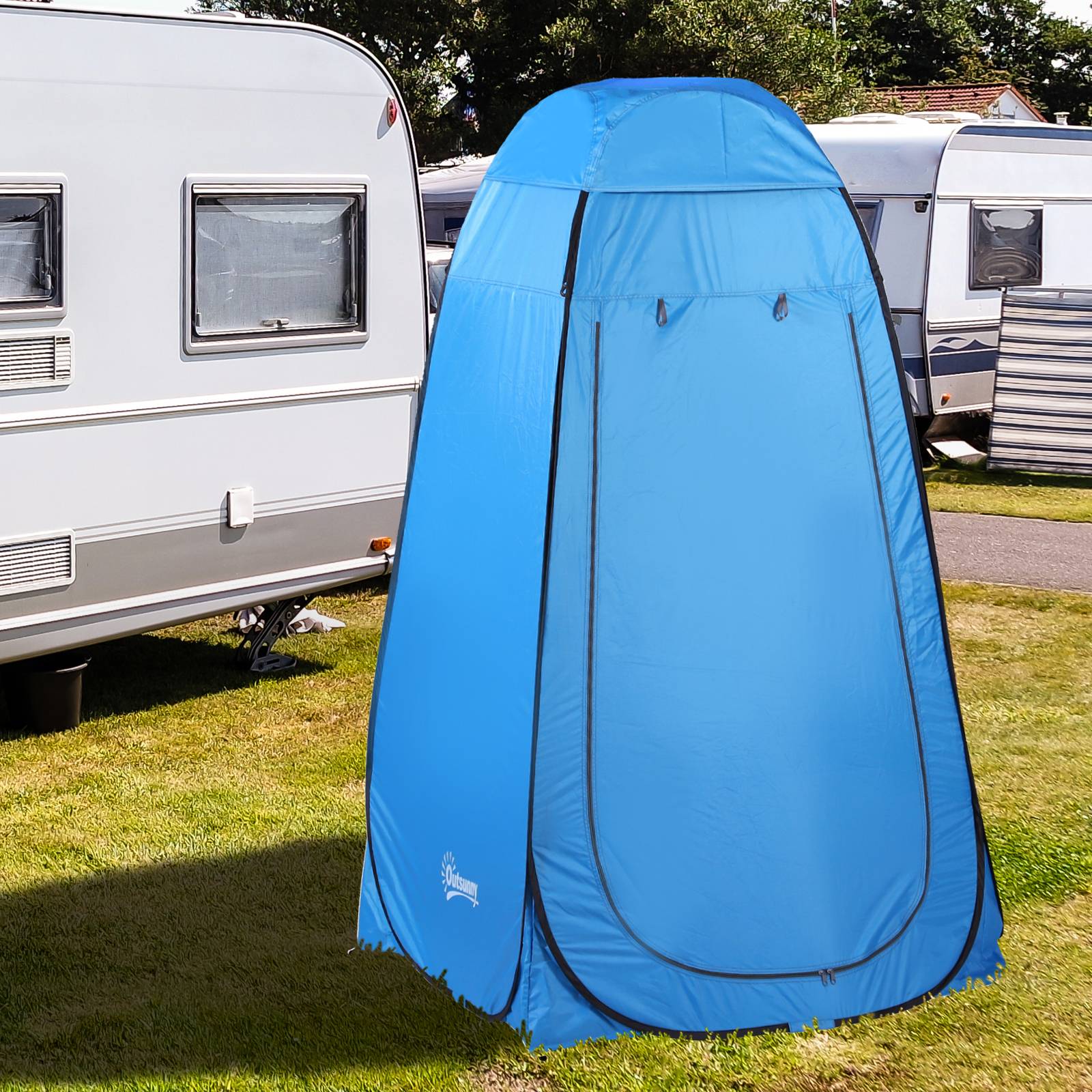 Tente douche portable pop-up avec sac transport, cabine WC et vestiaire extérieur, abri intimité camping plage - Image 3