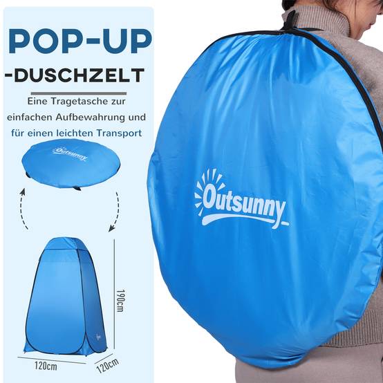 Tente douche portable pop-up avec sac transport, cabine WC et vestiaire extérieur, abri intimité camping plage - Image 8