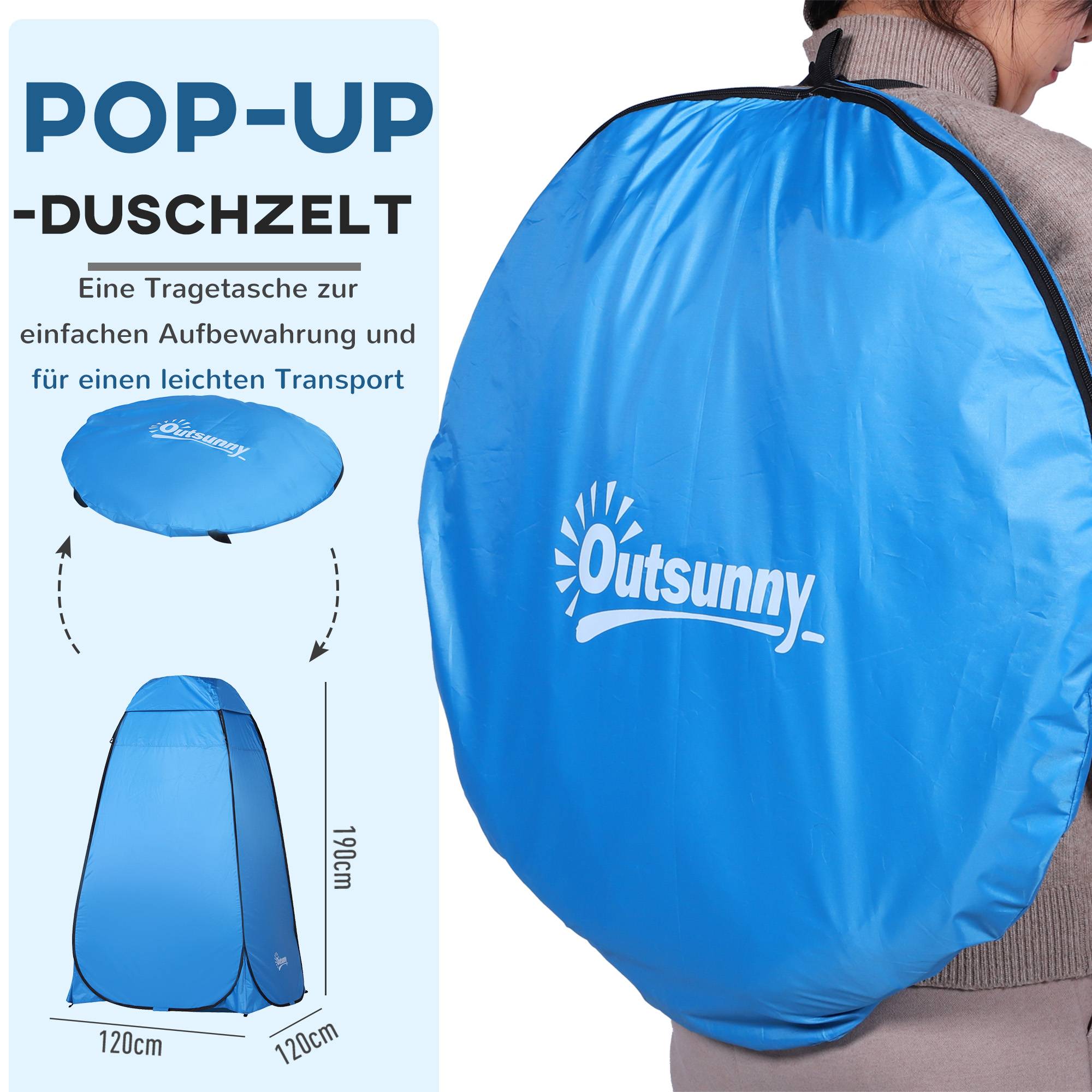 Tente douche portable pop-up avec sac transport, cabine WC et vestiaire extérieur, abri intimité camping plage - Image 8