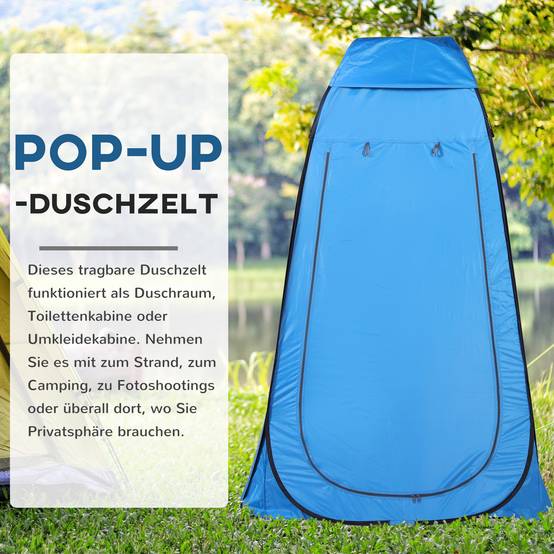 Tente douche portable pop-up avec sac transport, cabine WC et vestiaire extérieur, abri intimité camping plage - Image 6
