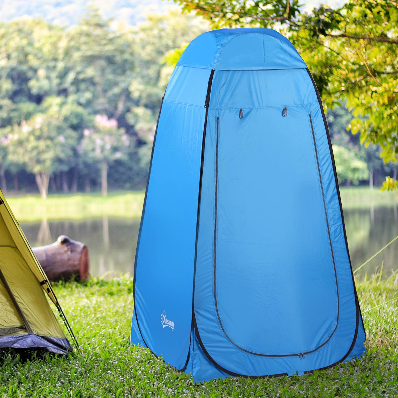 Tente douche portable pop-up avec sac transport, cabine WC et vestiaire extérieur, abri intimité camping plage - Image 4