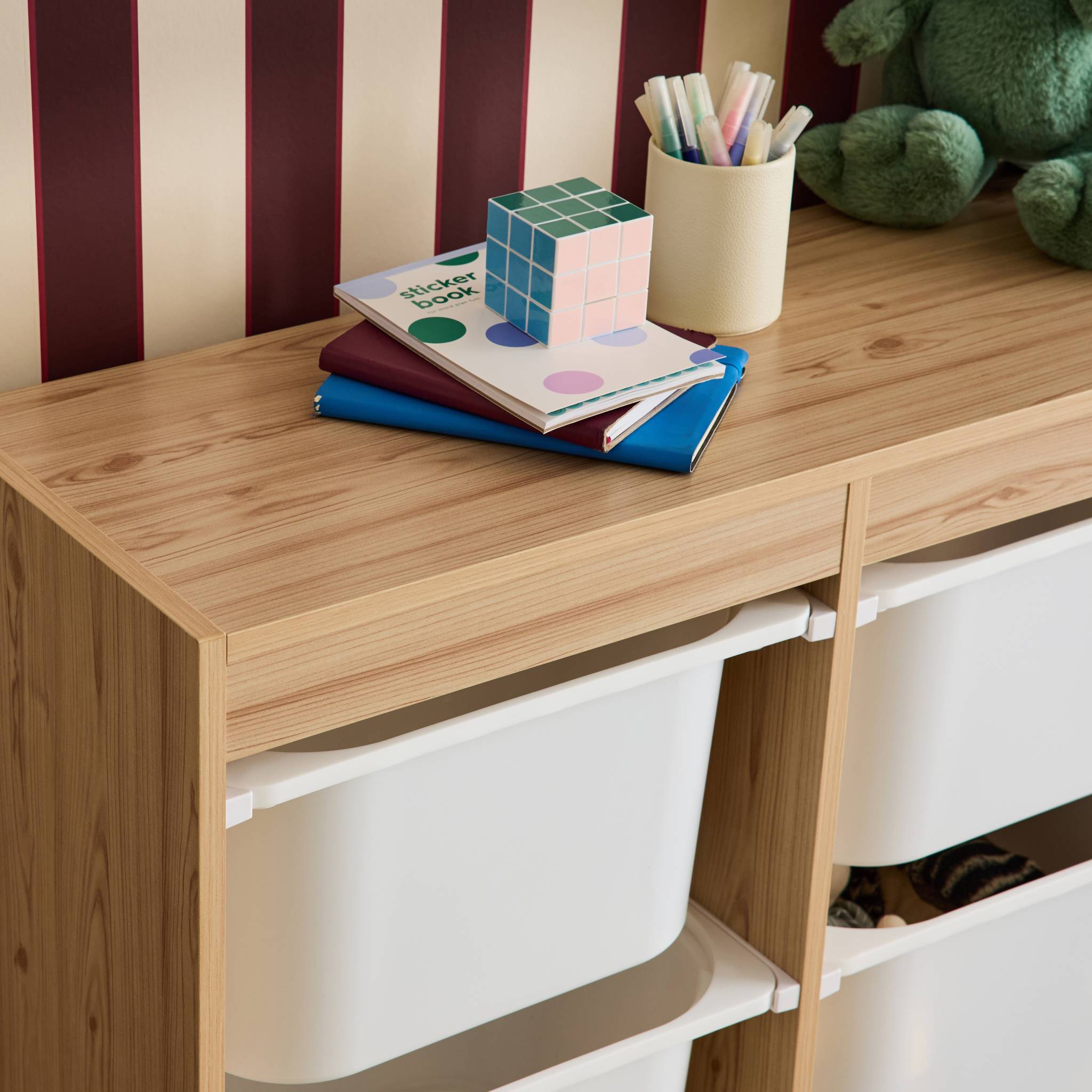sweeek - Meuble de rangement enfant. naturel. 6 bacs de rangement en plastique | sweeek - Image 5