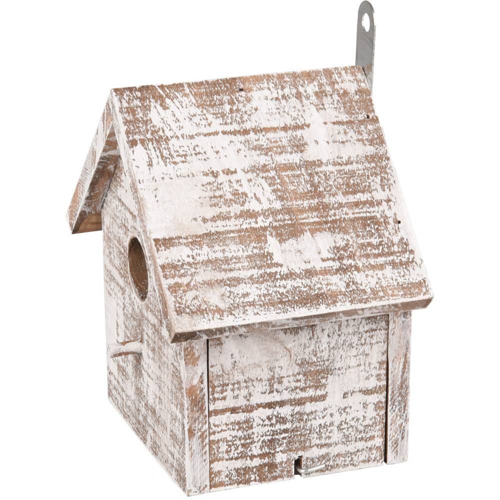 Nichoir pour oiseaux GOOS en bois . 15.5 x 11 x 16 cm. blanc /brun. - Image 2