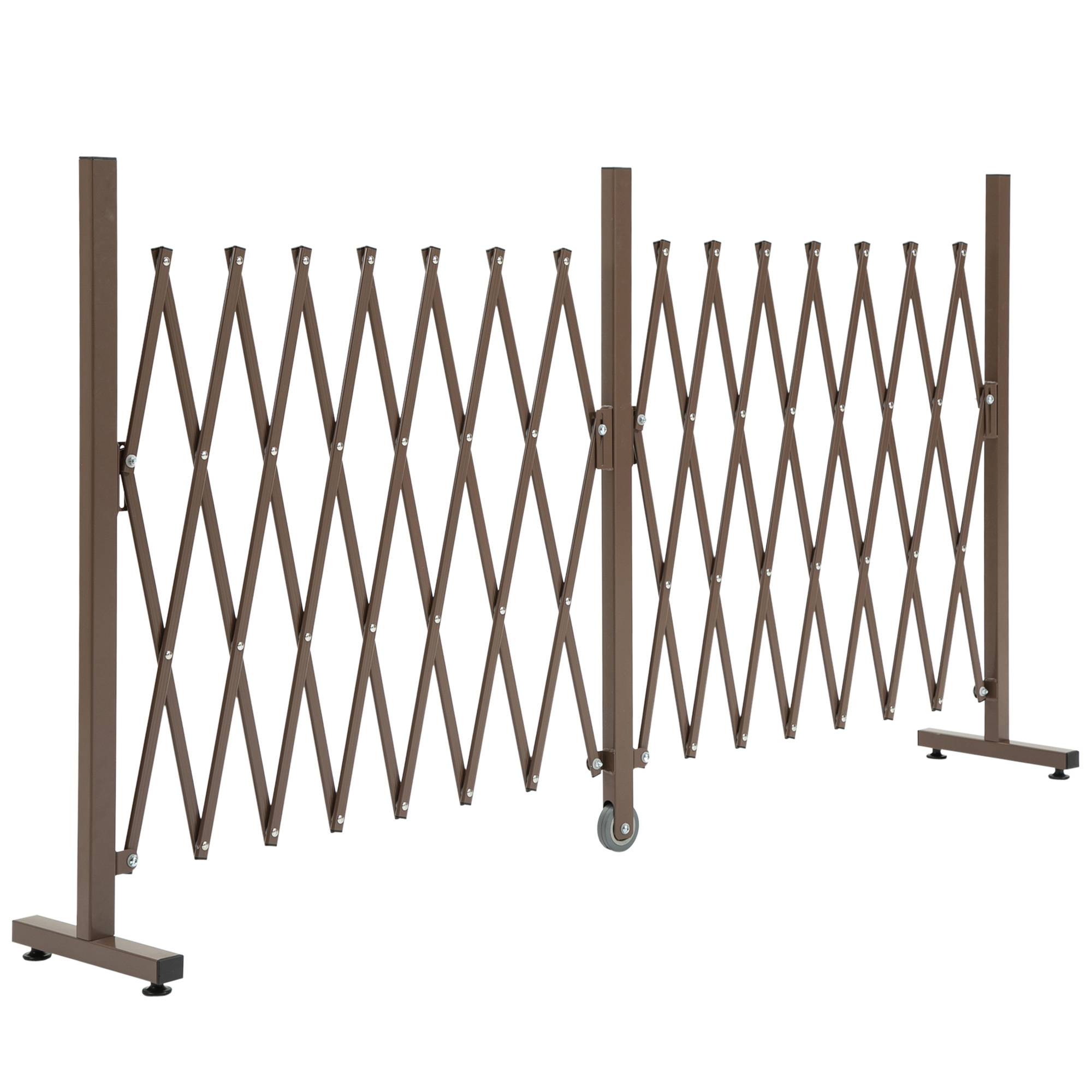 Barrière Extensible Aluminium Jardin Treillis Sécurité 52-405cm Brun - ComfortXL Outdoor Living - Image 2