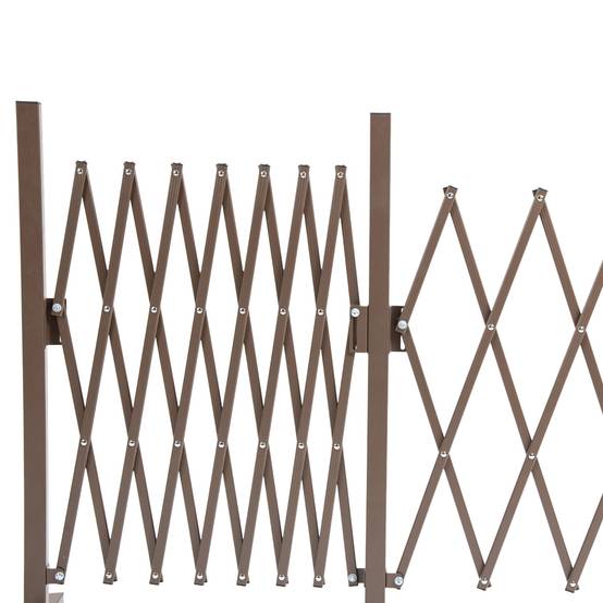 Barrière Extensible Aluminium Jardin Treillis Sécurité 52-405cm Brun - ComfortXL Outdoor Living - Image 3