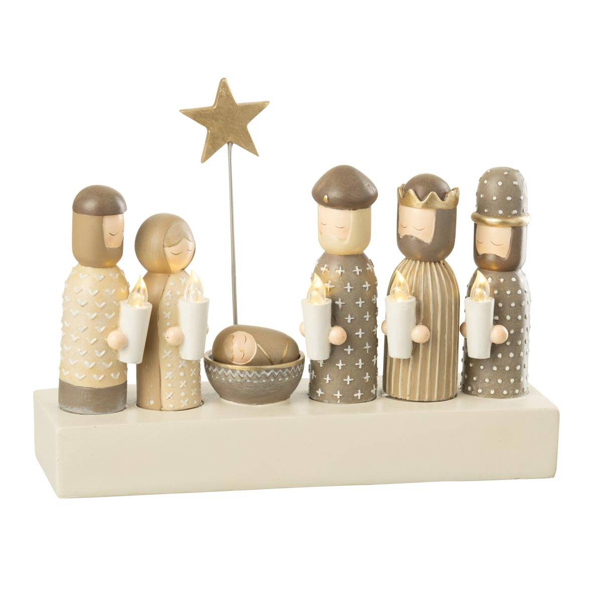 J-Line - Crèche de Noël à LED "Glow" 25cm Multicolore