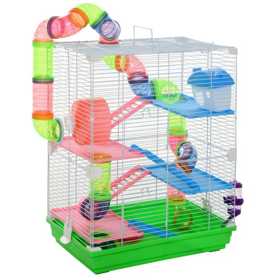 Cage complète en métal pour hamsters et gerbilles 5 étages équipés 46x30x58cm vert - ComfortXL Outdoor Living - Image 1