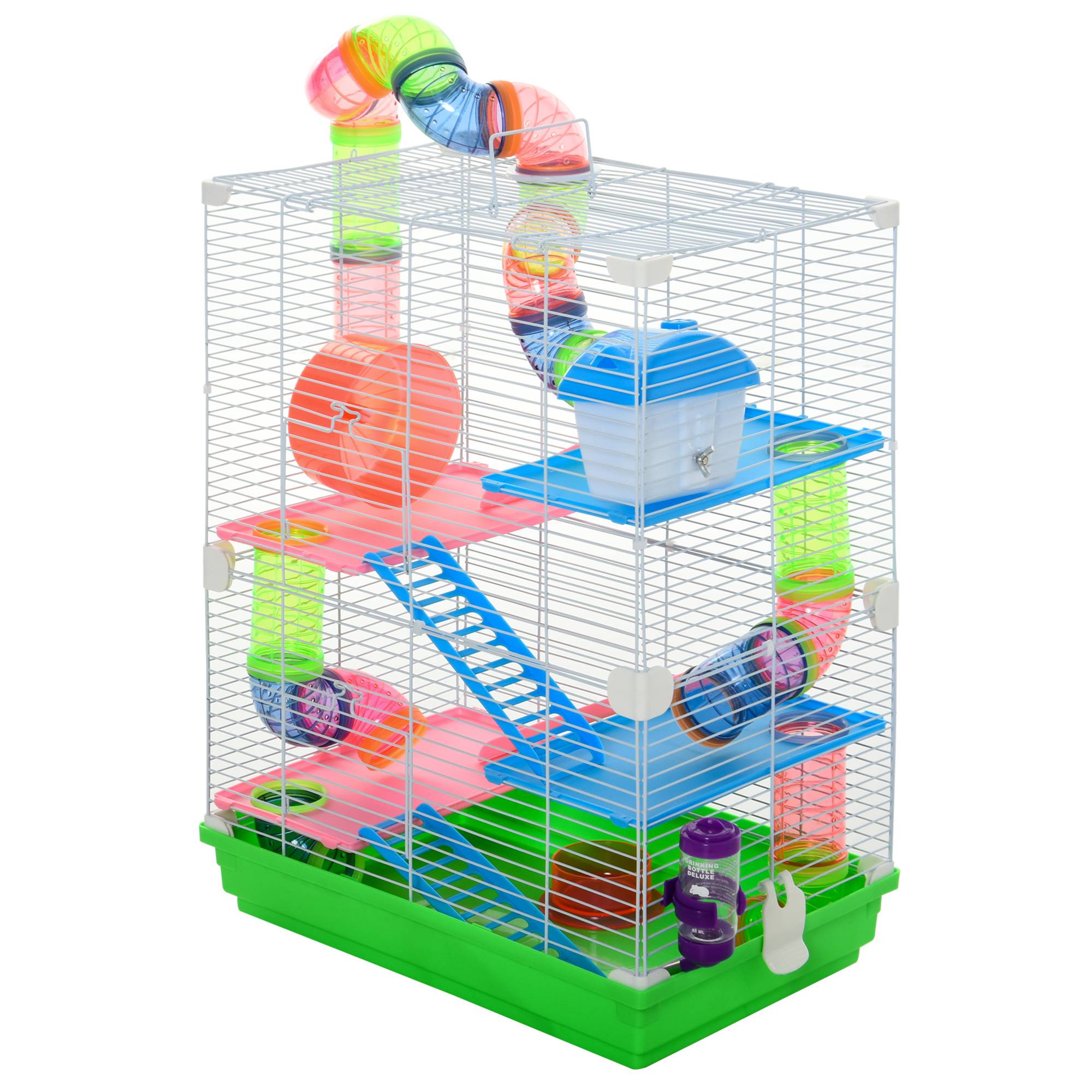 Cage complète en métal pour hamsters et gerbilles 5 étages équipés 46x30x58cm vert - ComfortXL Outdoor Living - Image 2