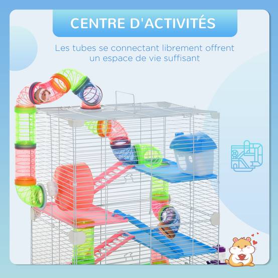 Cage complète en métal pour hamsters et gerbilles 5 étages équipés 46x30x58cm vert - ComfortXL Outdoor Living - Image 6