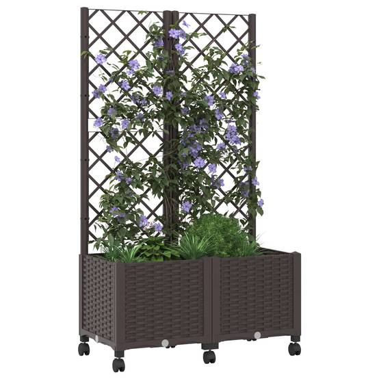 Bac à fleurs polypropylène marron 80 x 40 x 146 cm - PANGIVO - Image 3