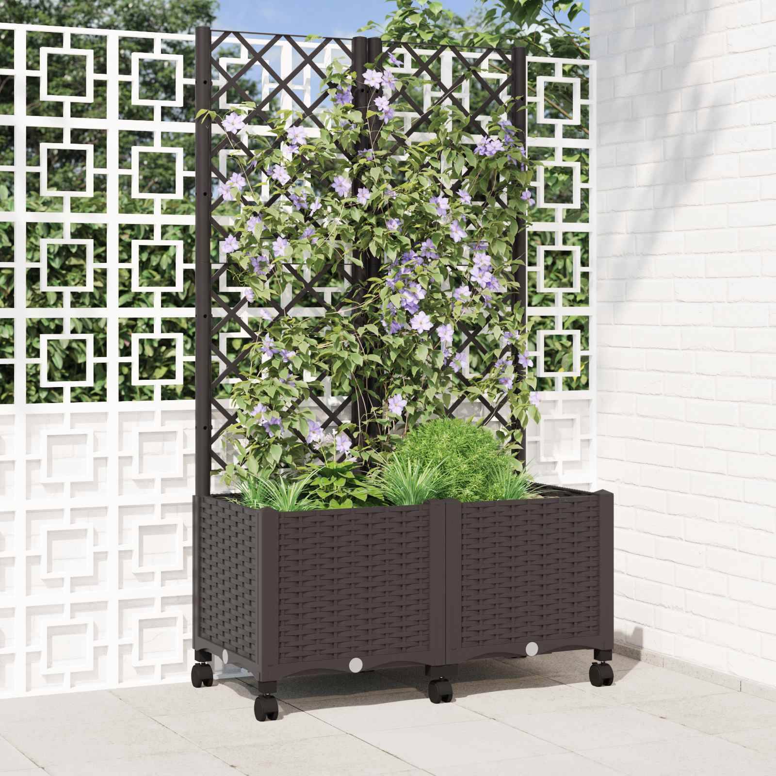 Bac à fleurs polypropylène marron 80 x 40 x 146 cm - PANGIVO - Image 1