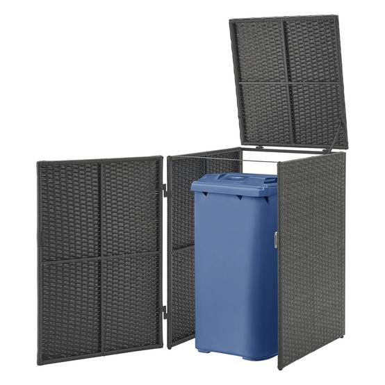 Cache poubelle Widnau pour 1 conteneur avec revêtement polyrotin 109 x 70 x 78 cm en.casa - Image 1