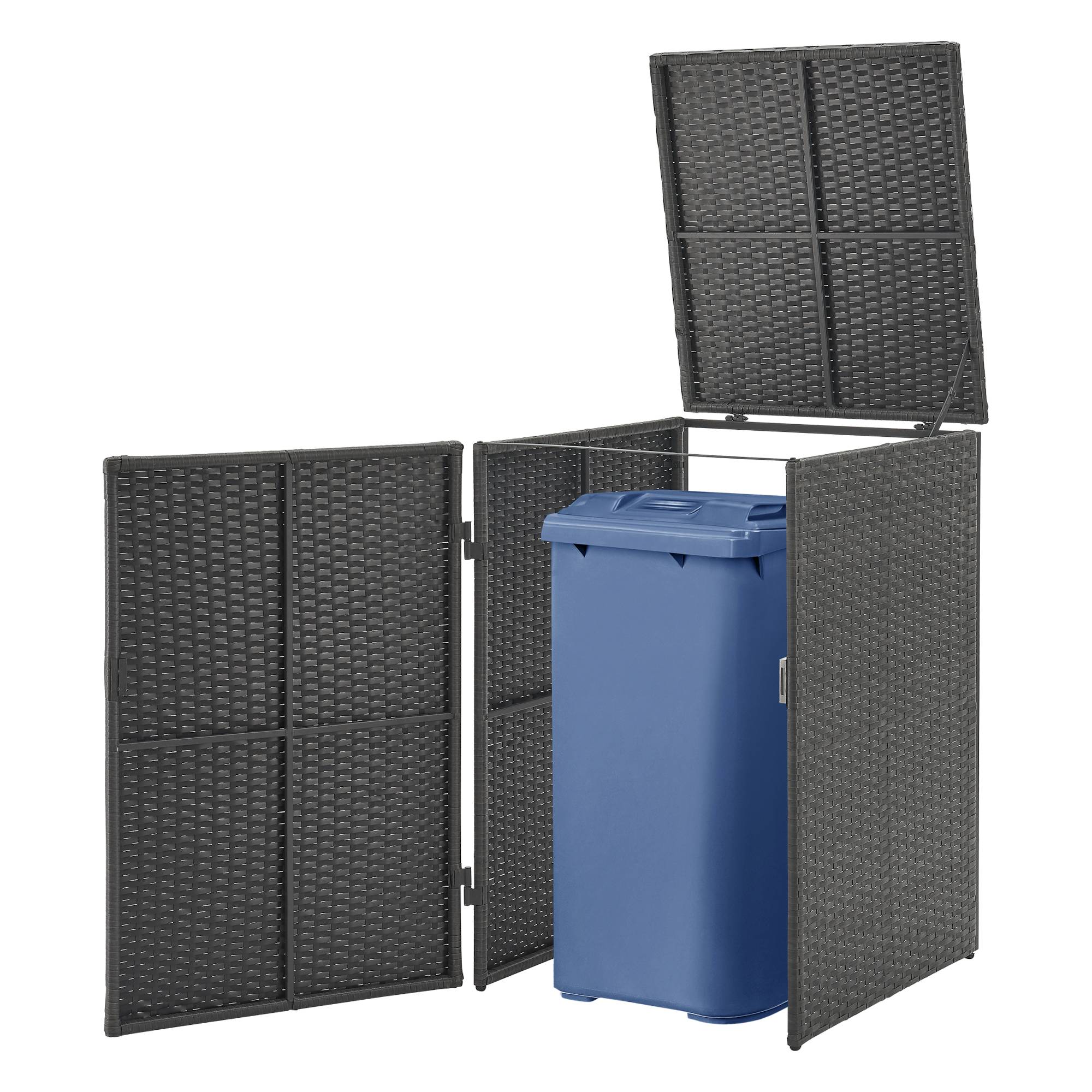 Cache poubelle Widnau pour 1 conteneur avec revêtement polyrotin 109 x 70 x 78 cm en.casa - Image 1