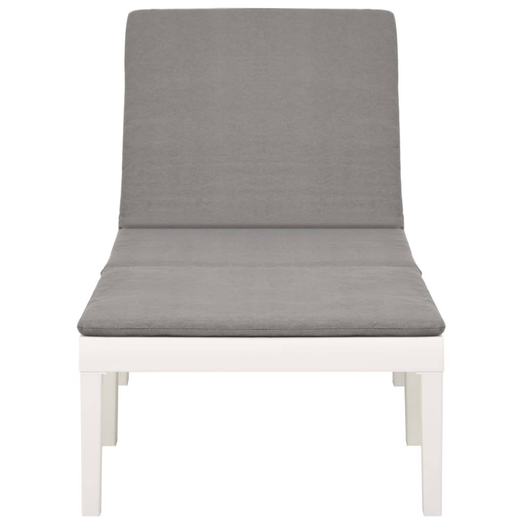 Bain de soleil - Transat - Chaise longue avec coussin Plastique Blanc - MEUBLE PRO - Image 3