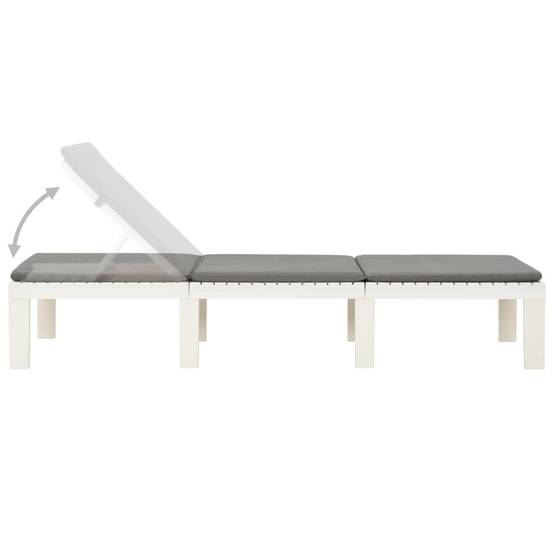 Bain de soleil - Transat - Chaise longue avec coussin Plastique Blanc - MEUBLE PRO - Image 6
