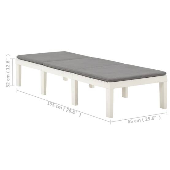 Bain de soleil - Transat - Chaise longue avec coussin Plastique Blanc - MEUBLE PRO - Image 9