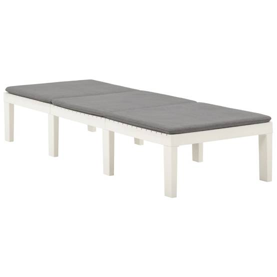Bain de soleil - Transat - Chaise longue avec coussin Plastique Blanc - MEUBLE PRO - Image 1