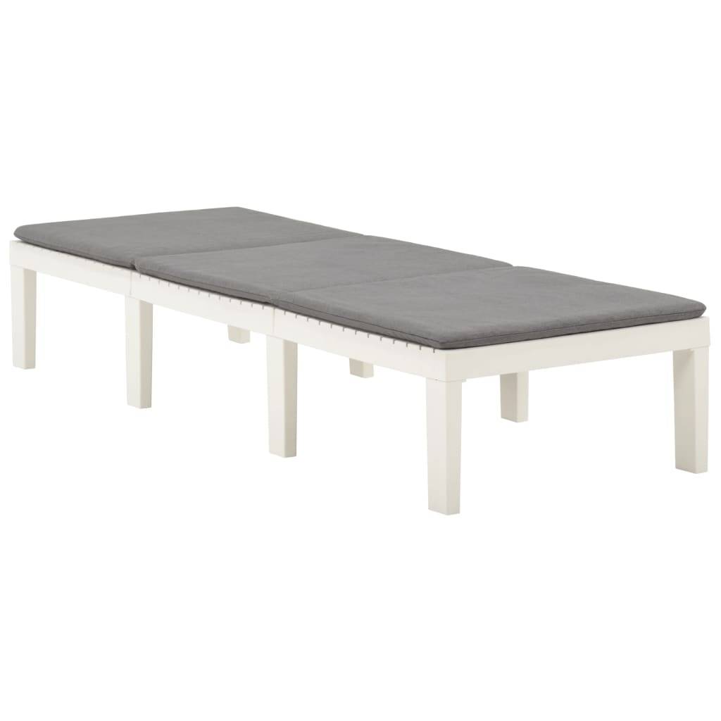 Bain de soleil - Transat - Chaise longue avec coussin Plastique Blanc - MEUBLE PRO - Image 1